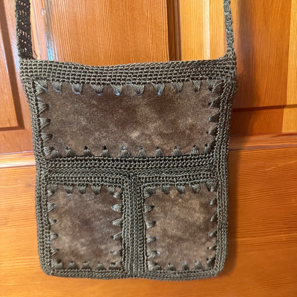 Unbranded Suede Crochet Crossbody Bag Womens Small Brown Fair Boho Beaded Floral - Picture 8 of 9